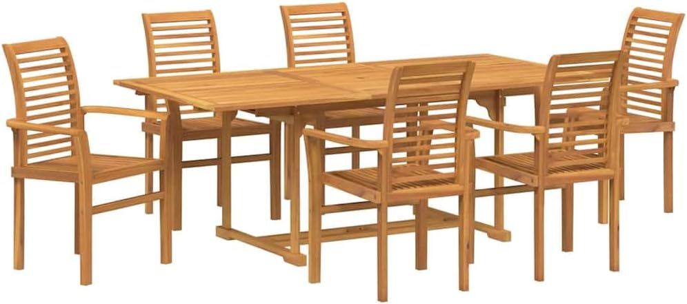 Gartentisch Teak 200x100 cm ausziehbar inkl. 6 Stühle für Balkon & Garten, massives Teakholz, wetterbeständige Outdoor Essgruppe, Modernes Design für Terrasse und Lounge
