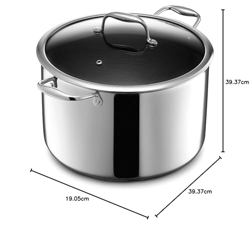 HexClad Pentola ibrida antiaderente da 10 litri con coperchio in vetro temperato, lavabile in lavastoviglie, adatta a induzione, compatibile con tutti i piani cottura : Amazon.it: Casa e cucina