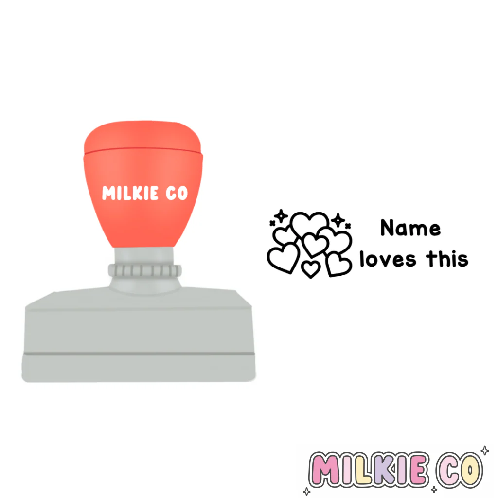 Rectangular: 'Loves this' Stamp (Hearts)