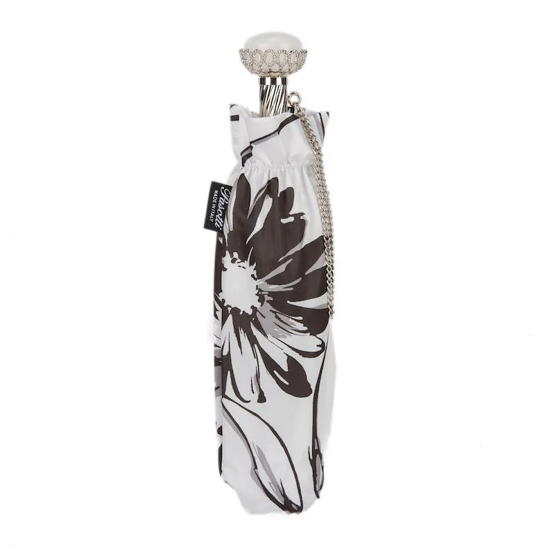 Black and White Flowered Umbrella