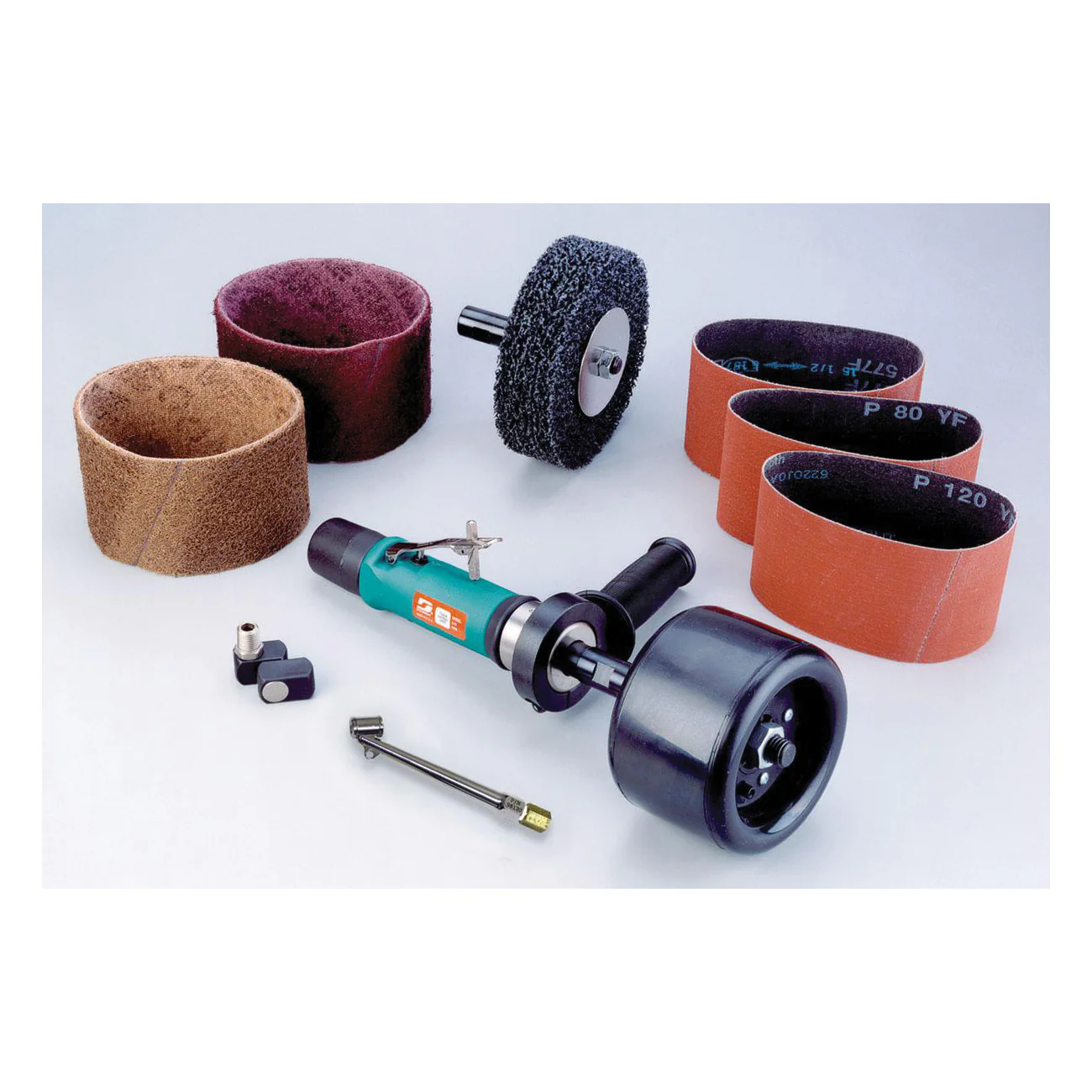 Dynabrade Dynastraight 13220  ~  Dynastraight Finishing Tool Versatility Kit .7 Hp Straight-Line 3400 Rpm Rear Exhaust 5/8 11 Inch Arbor