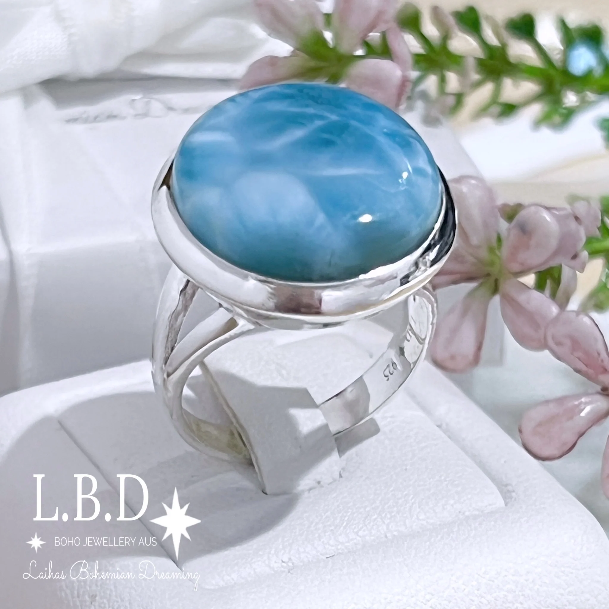 Larimar Ring- Large Round Classic Chic