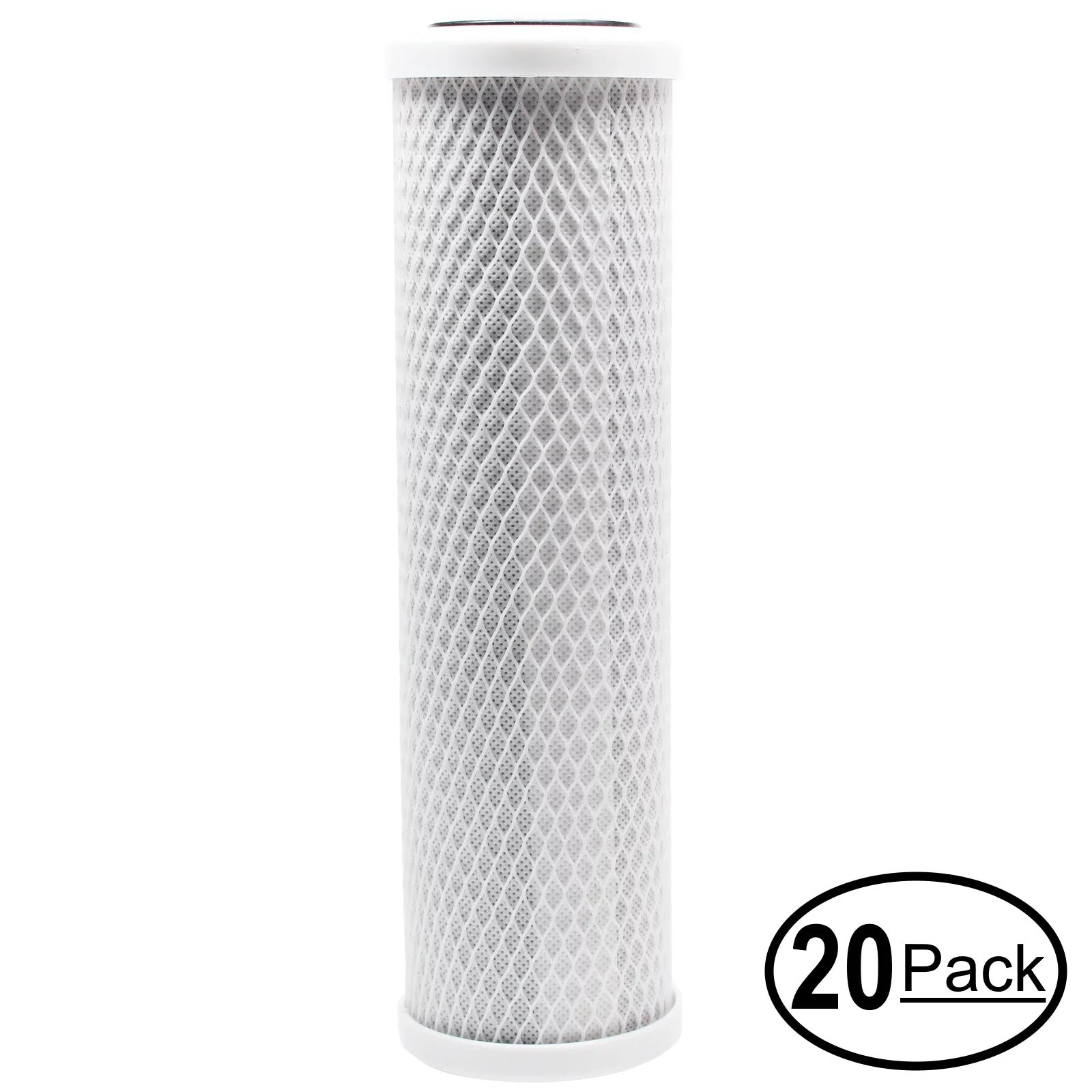 20-Pack Replacement for PurePro EC106-Alkaline Activated Carbon Block Filter – Universal 10 inch Filter for PurePro Alkaline RO System – Denali Pure Brand