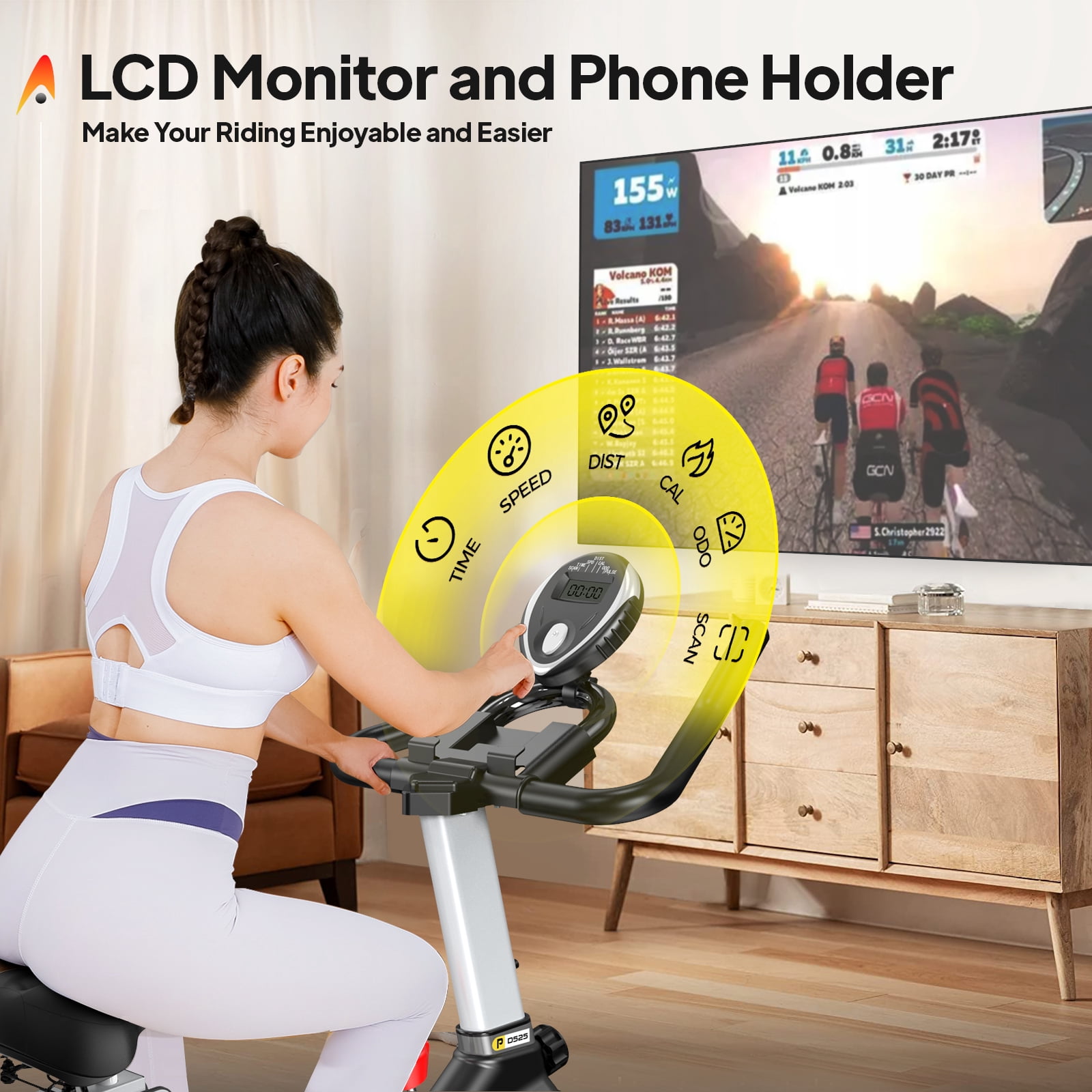Pooboo Stationary Exercise Bike Indoor Cardio Workout Cycling Bike Fitness Equipment Adjustable Resistance 40 lbs Flywheel