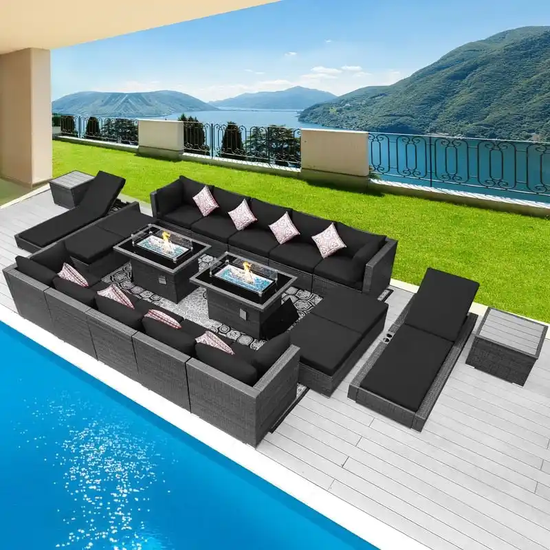FINCATI 20 PCS Wicker Outdoor Patio Furniture Sectional Sofa Set with Table