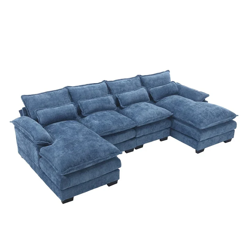 U-Shaped Chenille Sectional Sofa - Reversible Modular Seating
