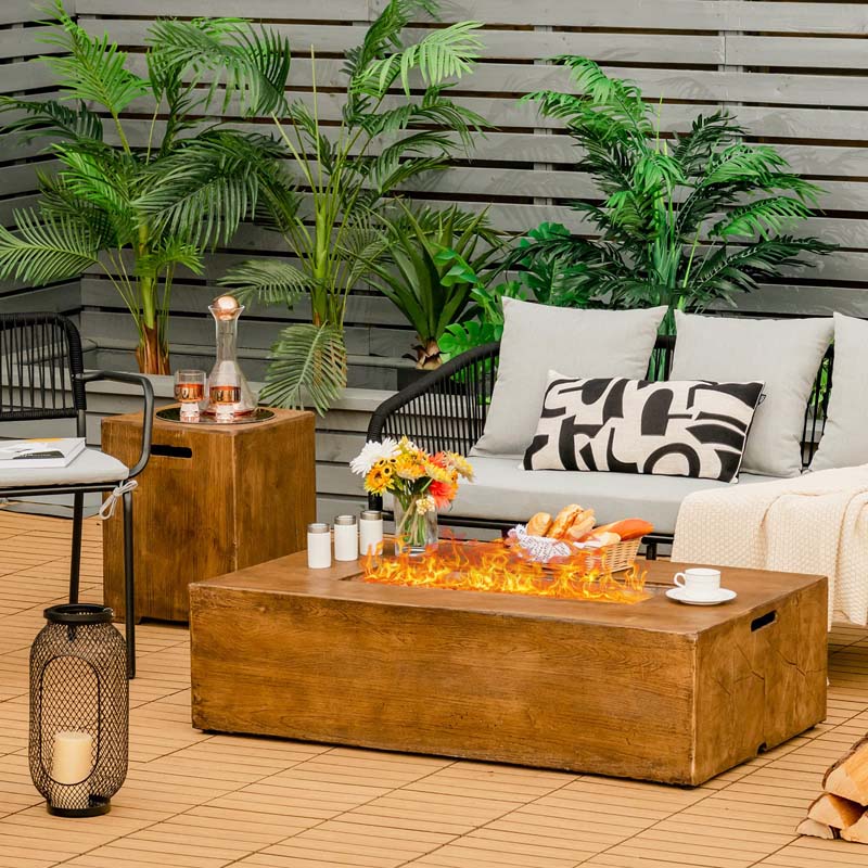 2-Piece Propane Fire Pit Table Set with 20 Gal. Tank Side Table, 48