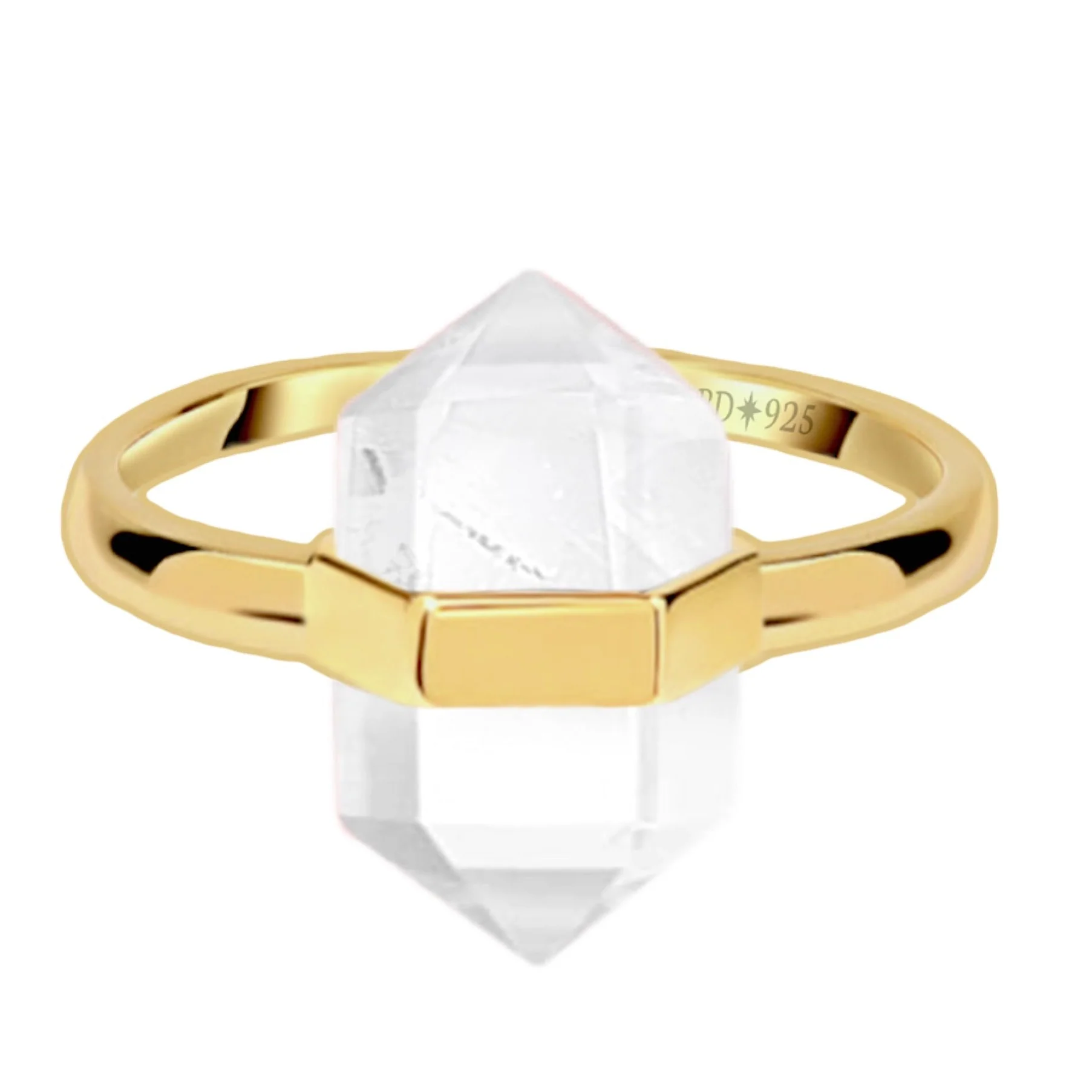 Laihas Gold Crystal Kindness Clear Quartz Ring