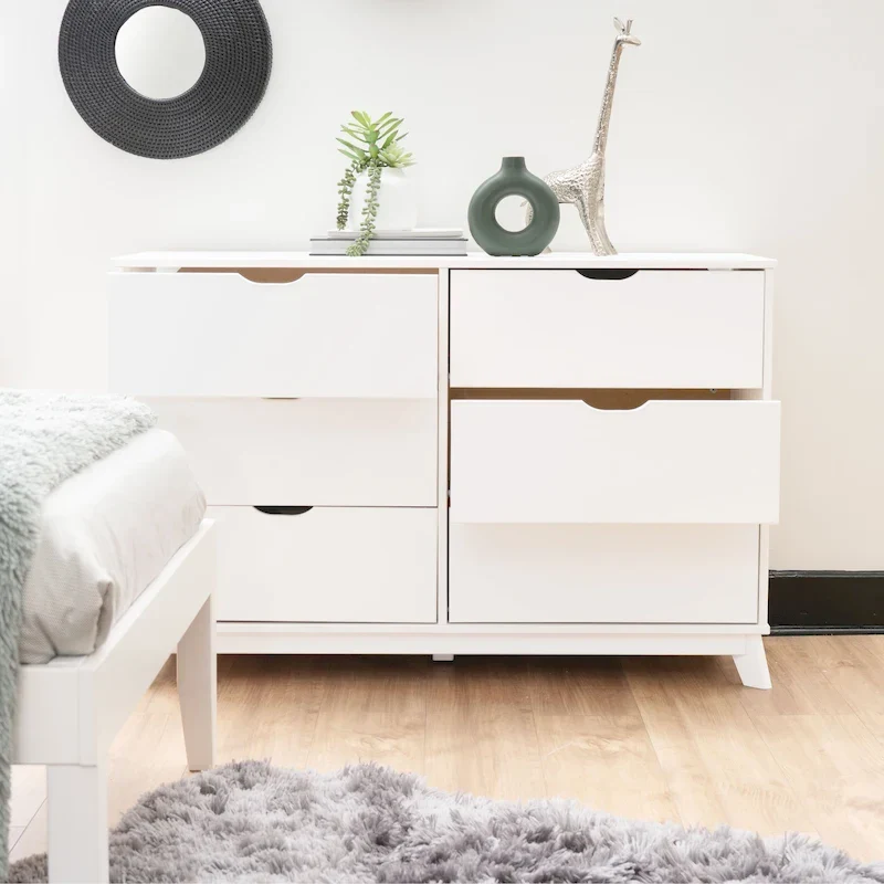 Purcell Pine Wood 3-Piece Bedroom Set with 6-Drawer Dresser and 3-Drawer Nightstands (Set of 2)