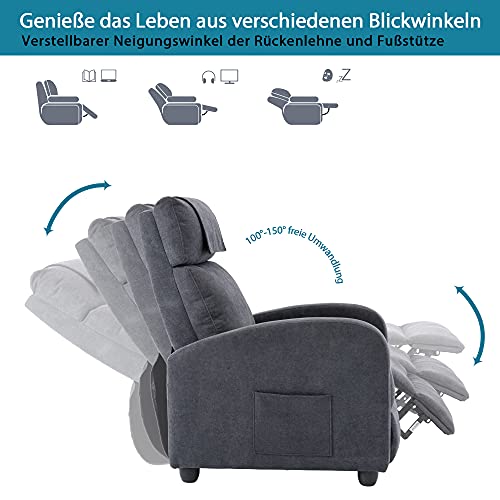 HOMOPIV Poltrona Massaggiante Riscaldante Reclinabile, Poltrona relax reclinabile, Poltrona reclinabile con 8 Punti di Massaggio e Telecomando, Poltrona relax manuale, Tessuto, Grigio : Amazon.it: Casa e cucina
