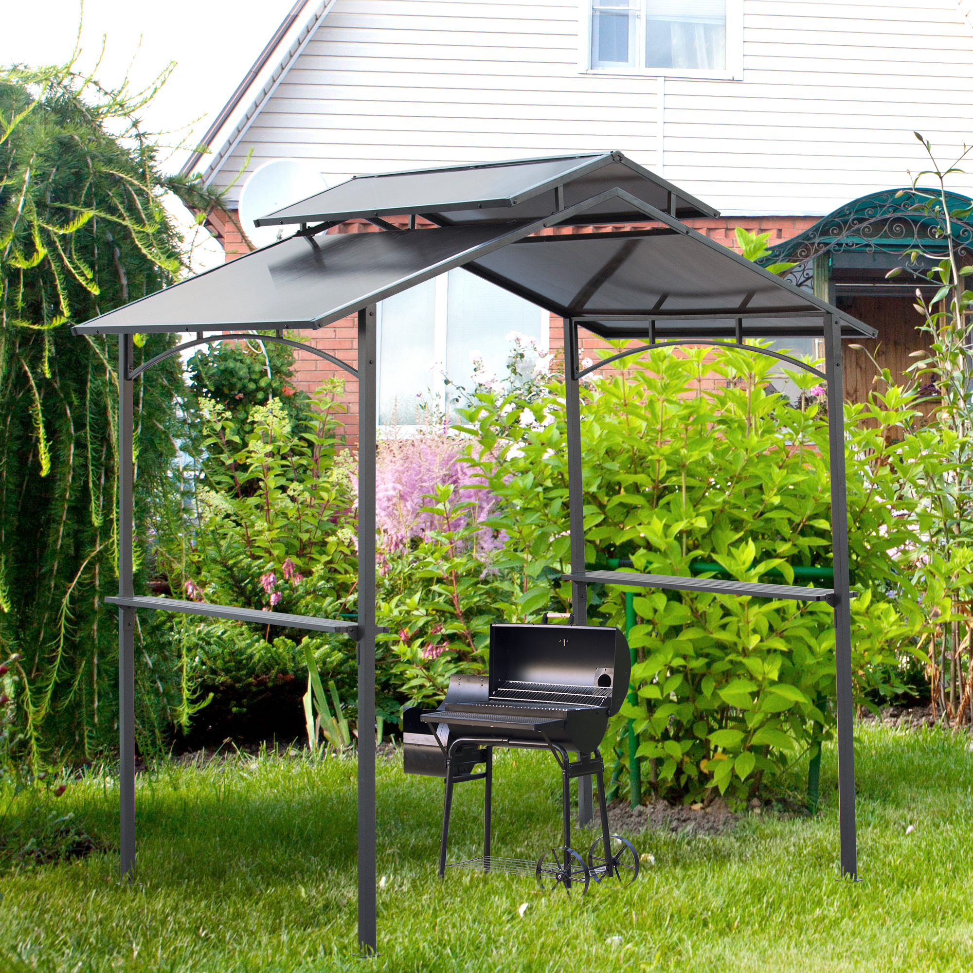 Outsunny grillpaviljoen met vlamvertragend dak