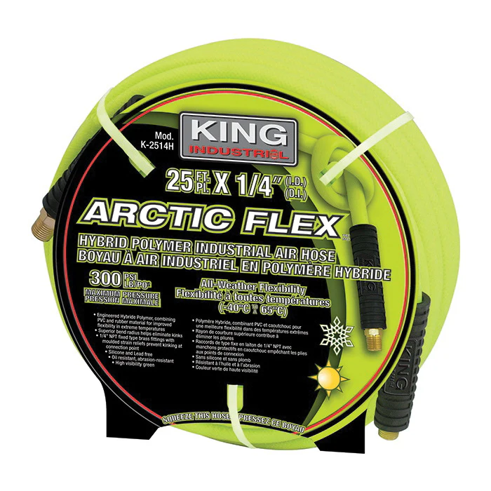 King Canada Arctic Flex K-2514H  ~  Hybride Polymer Industrial Air Hose ( 1/4 Inch x 25 ft)