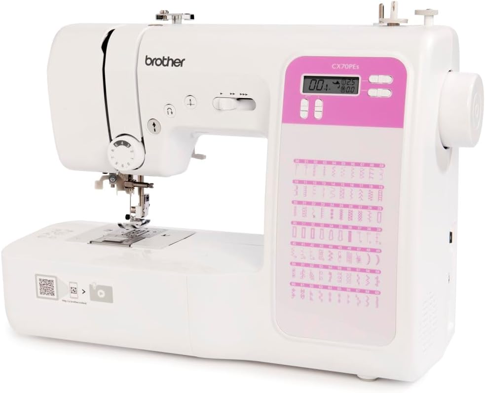Brother CX70PES (Nuovo Modello) - Macchina da Cucire Elettronica con 70 Punti Cucito, Infila Ago Automatico, Facile da Usare, Doppia Alzata del Piedino per Tessuti Spessi, Braccio Libero