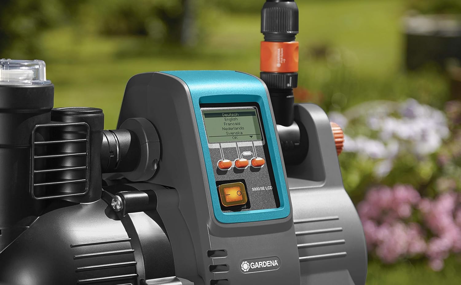 Gardena Comfort Hauswasserautomat 5000/5E LCD: Hauswasserpumpe mit LC-Display, energiesparend, Fördermenge 5000 l/h, 1300W Motor mit Thermoschutzschalter, Trockenlaufsicherung (1759-20)