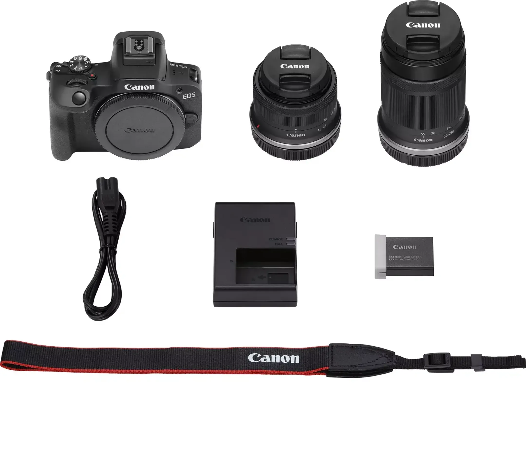 Canon EOS R100 + RF-S 18-45 mm IS STM + RF-S 55-210 mm IS STM