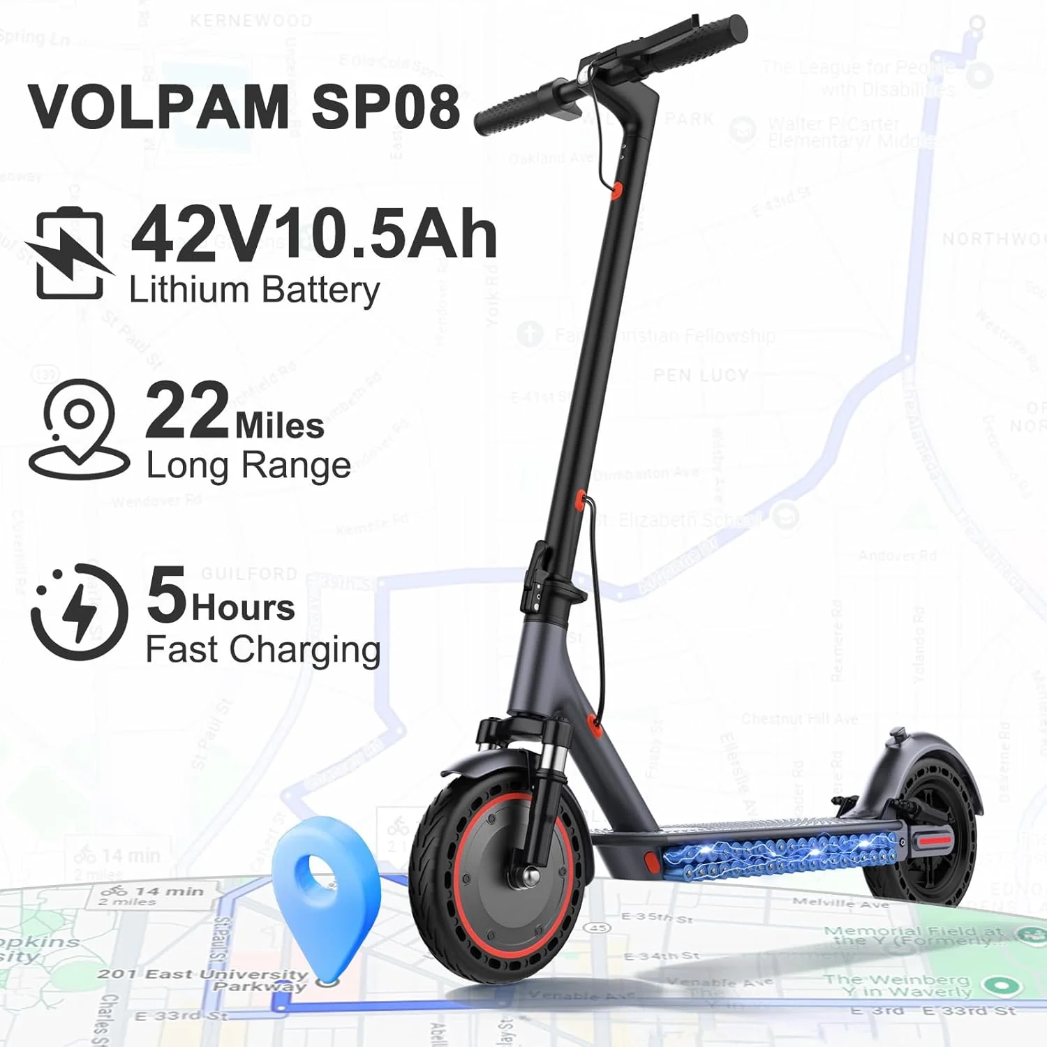 Electric Scooter, 350W/500W Powerful Motor, 8.5