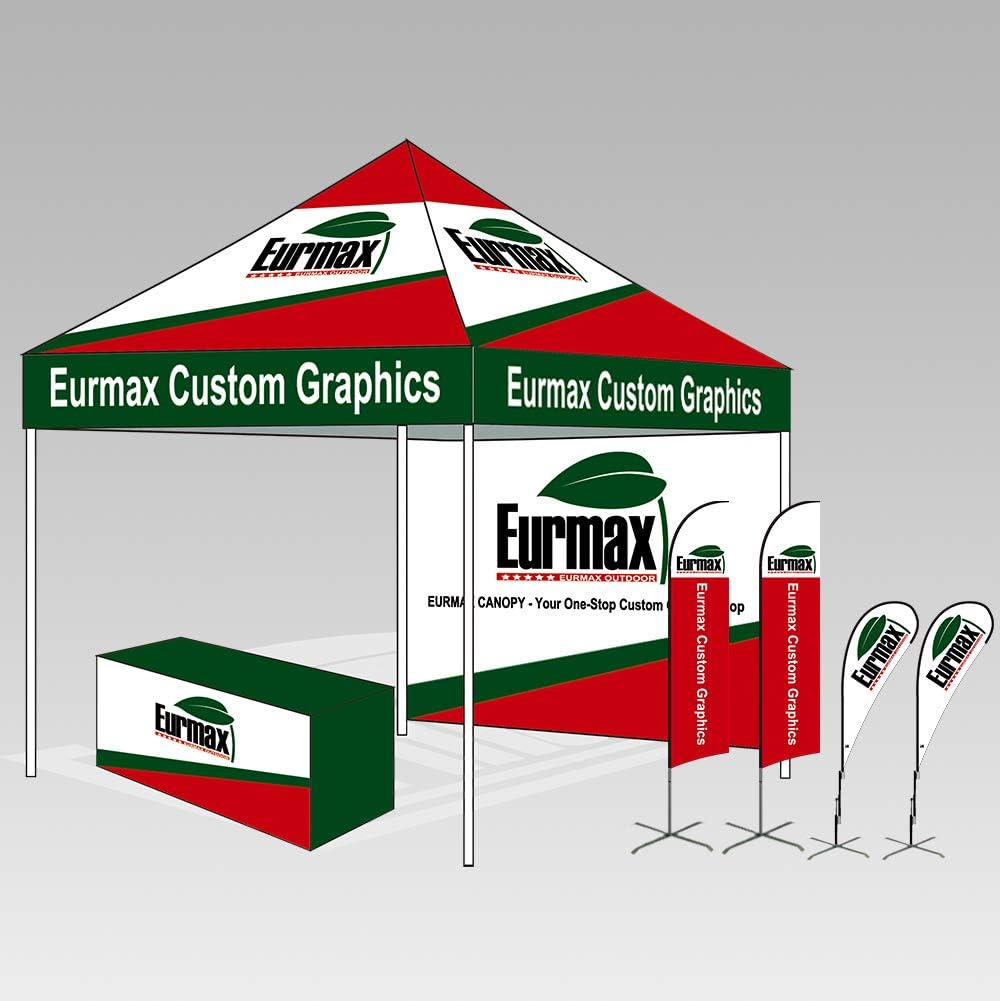 Eurmax USA 10'x10' Pop-up Canopy Tent Commercial Instant Canopies with 4 Removable Zipper End Side Walls and Roller Bag  Bonus 4 SandBags(White)