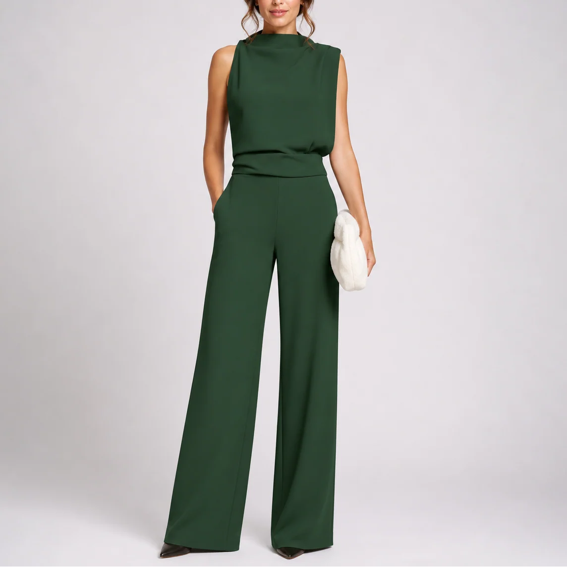 Women��s Sleeveless Jumpsuit Wide-Leg Silhouette