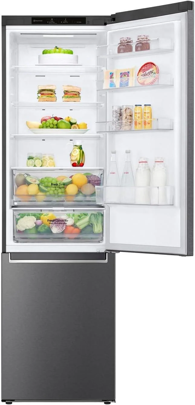 LG GBV22NCCEP Kühl-/Gefrierkombination – Smart Inverter Compressor, Total No Frost, Modern Flat Door Design, Matt Schwarz Metallic, Energieeffizienz A