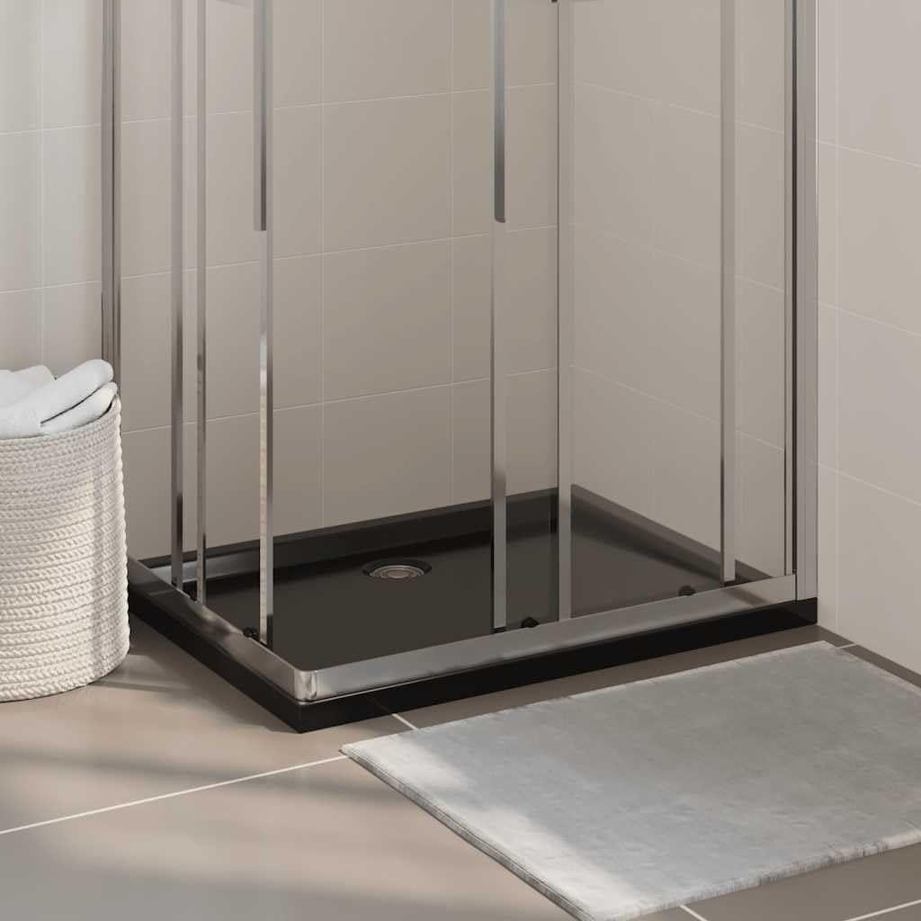 vidaXL Rectangular ABS Shower Base Tray Home Indoor Bath Bathroom Hardware Fixture Plumbing Low Threshold Shower Tray Bath Pan Base Black 27.6