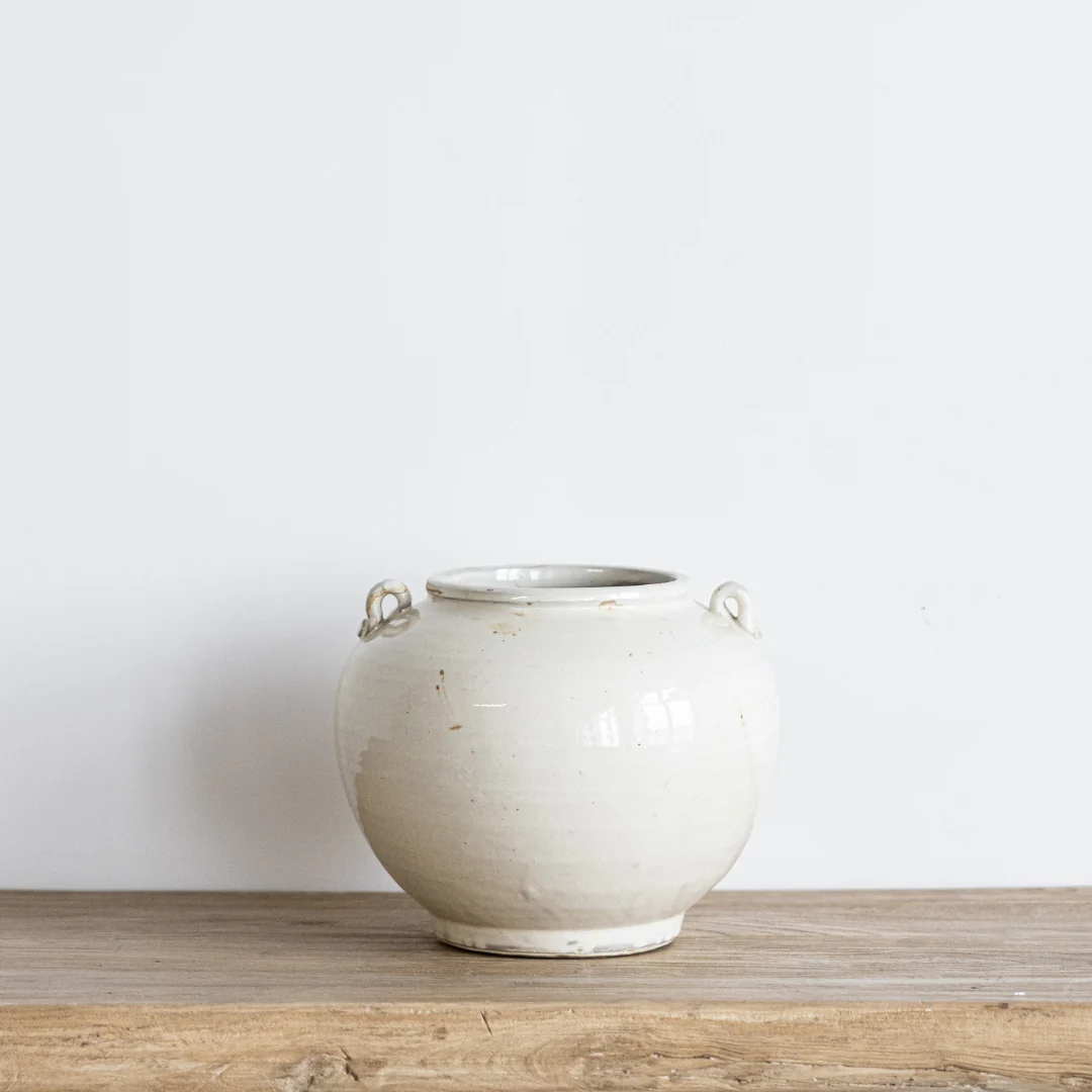 Cream Glazed Vintage Inspired Pot