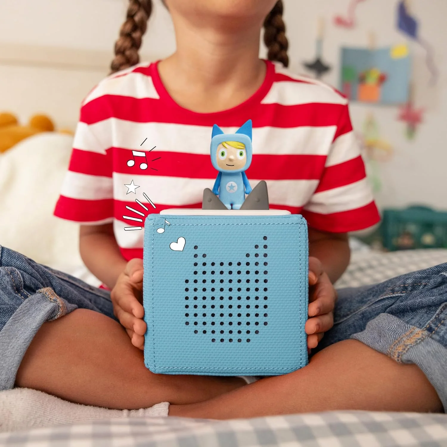 Toniebox kiegészítő csomag – Toniebox kezdőkészlet kék színben, Kreatív Tonie figurával + 4 db Disney Állathősök hangfigura, audiolejátszó hangoskönyvekhez és dalokhoz, vezeték nélküli zenedoboz Disney hangjátékkal