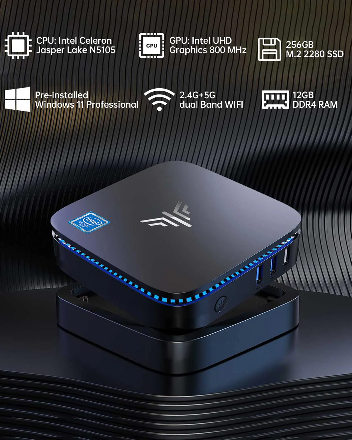 Kamrui Mini PC AK1 Pro 12GB RAM 256GB SSD