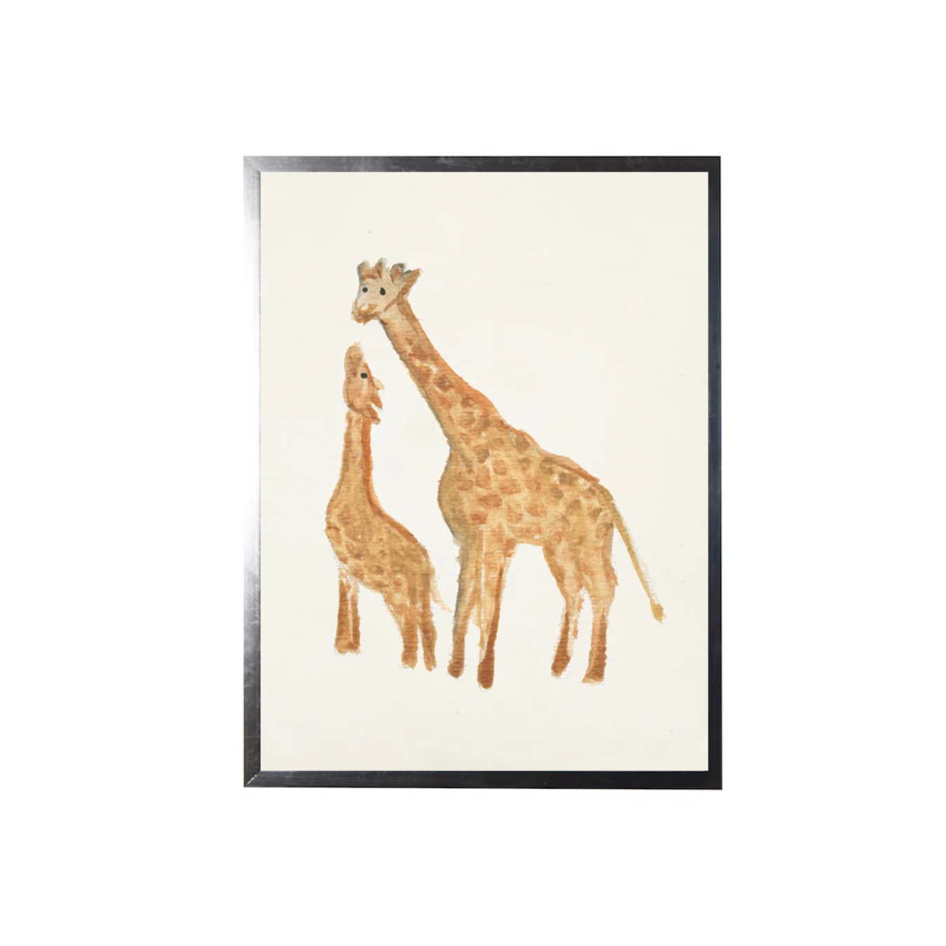 Vintage Watercolor Giraffes Framed Art