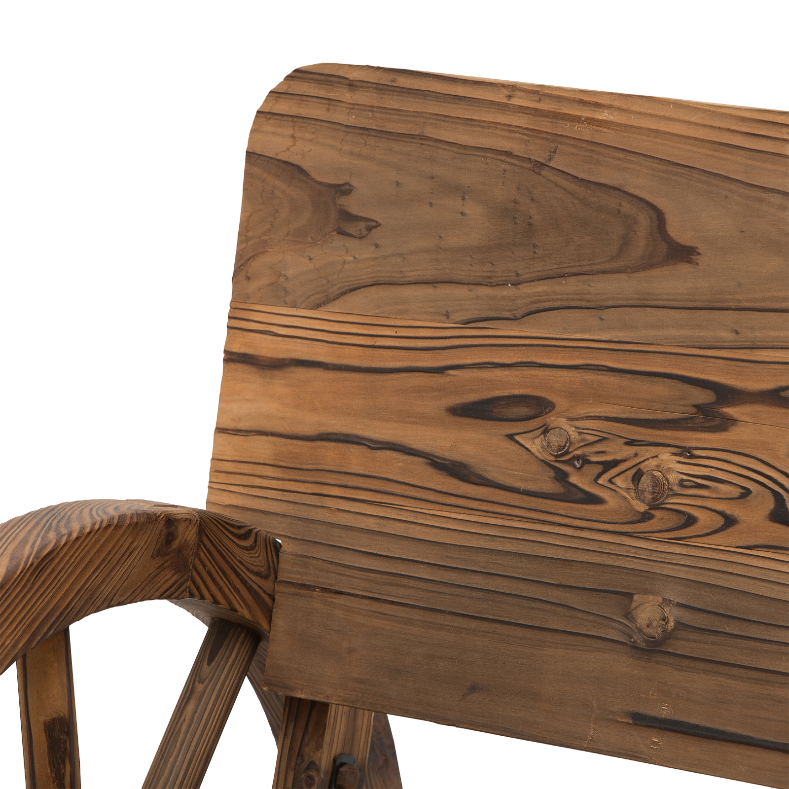Outsunny Tuinbank bank tuinmeubelen armleuning wagen wielen design massief hout bruin