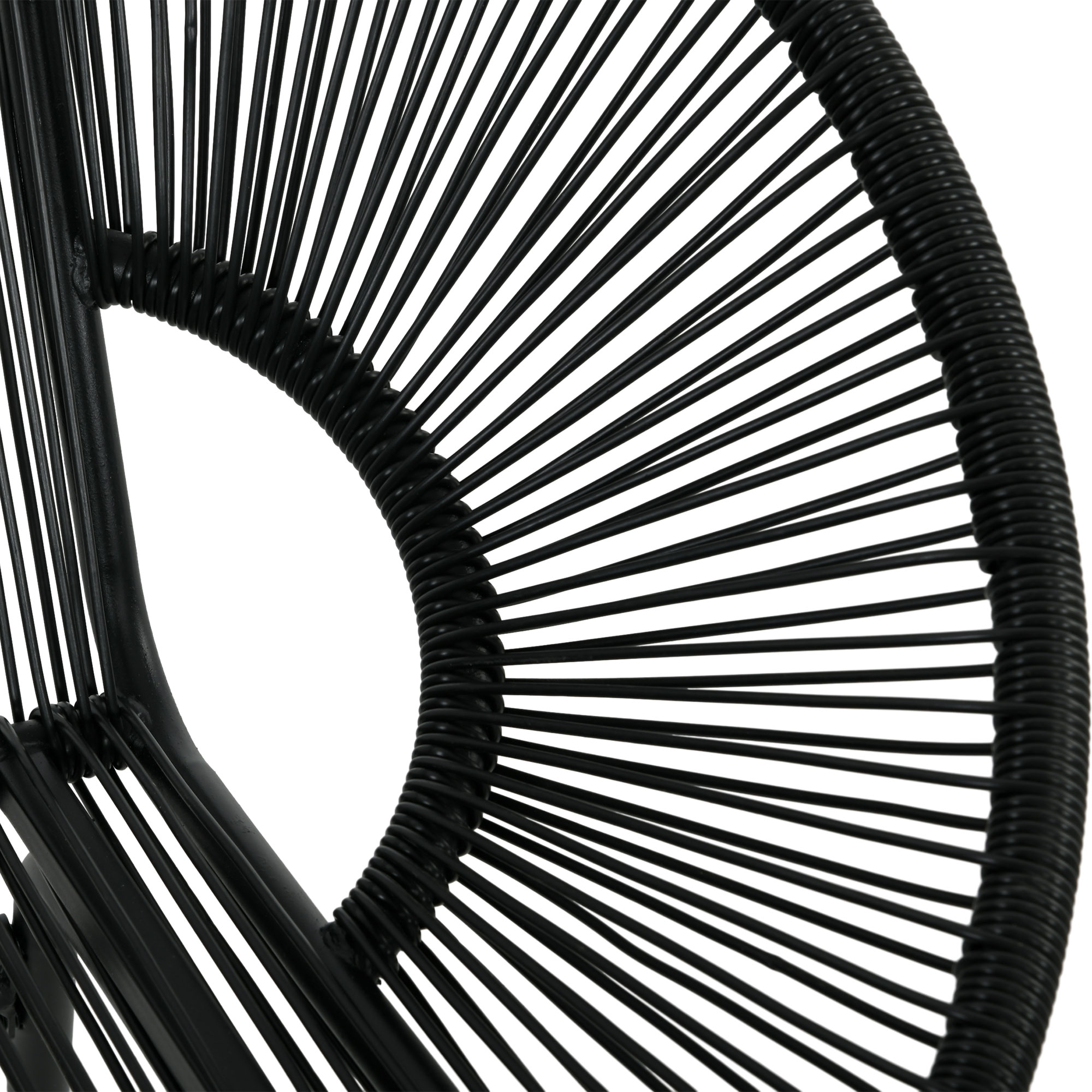 Outsunny Rieten Relaxstoel in Boho-stijl, 132 cm x 72 cm x 83 cm, Zwart