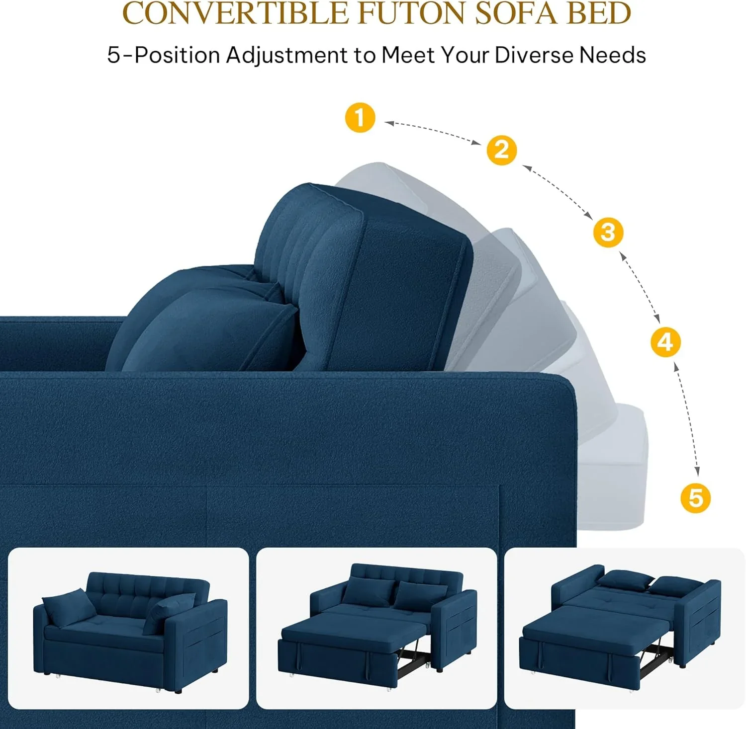 DWVO 3-in-1 Convertible Sofa Bed, 55