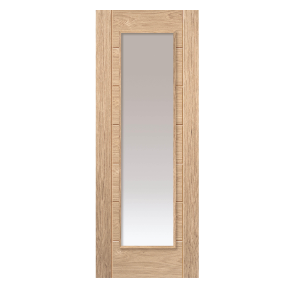 J B Kind Palomino Oak Clear Glazed Internal Door