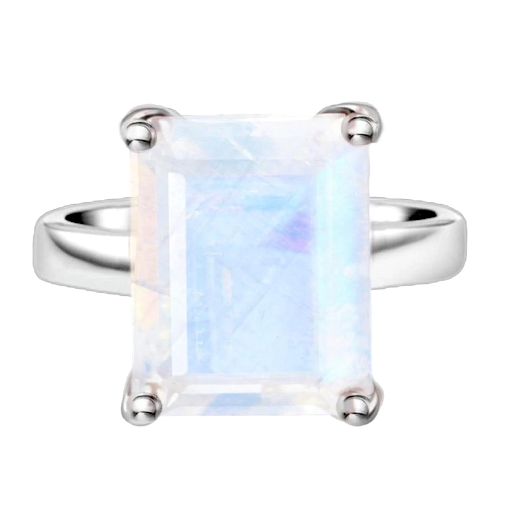 Laihas Miraculous Emerald Cut Crystal Moonstone Ring