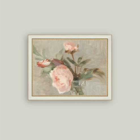 Light Pink Roses Framed Antique Inspired Art