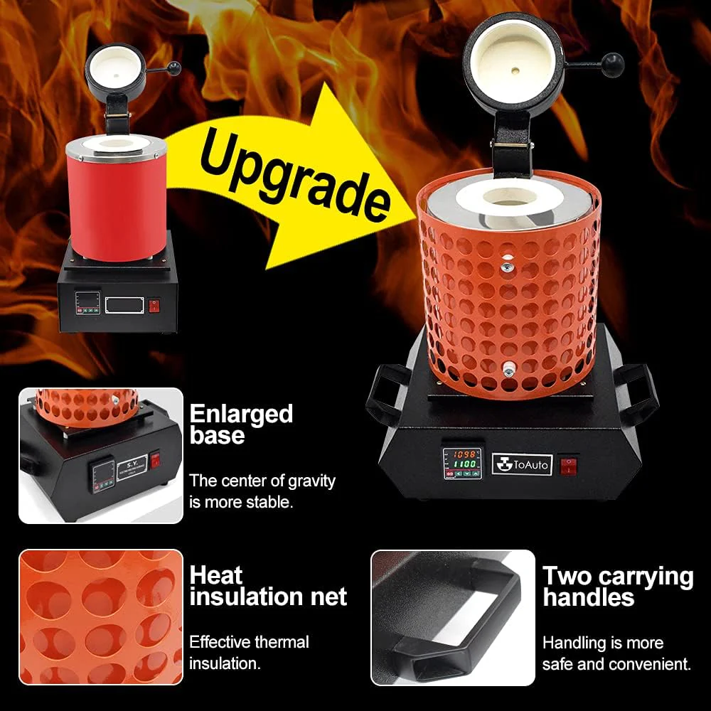 TOAUTO Gold Melting Furnace TGF3000-V1.1, 1+3KG, 1400W, 2100��F
