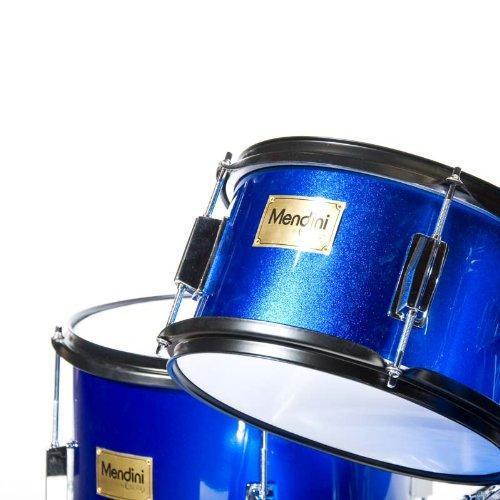 Mendini By Cecilio Drum Set For Kids/Junior &ndash; 16 Inch, 5 Piece, Blue Metallic &ndash; Starter Drums Kit w/Adjustable Throne, Cymbal, Pedal & Drumsticks &ndash; MJDS 5 BL