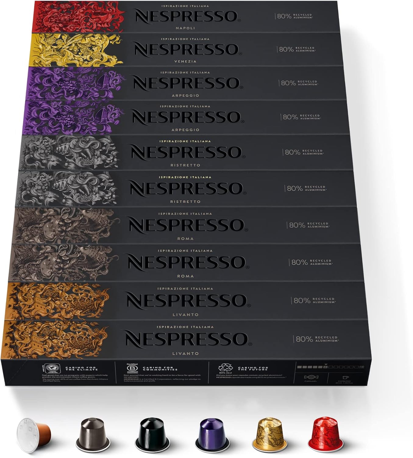 Nespresso Inissia EN80.B, Macchina da caffè di De'Longhi, Sistema Capsule Nespresso, Serbatoio acqua 0.7L, Nero