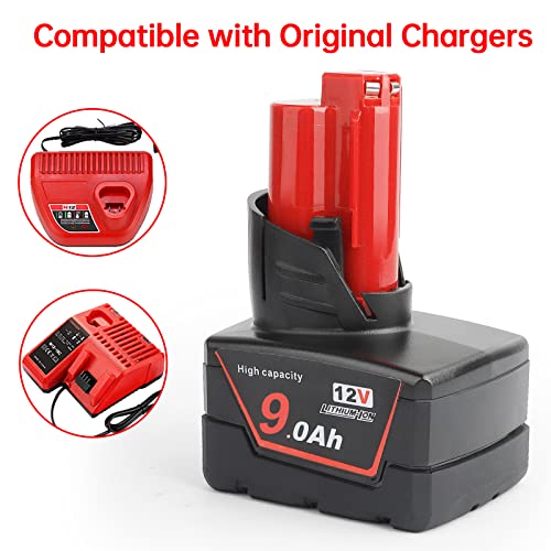 Aoyan Milwaukee M12   Batteria di ricambio agli ioni di litio, 12 V, 7,5 Ah, 12 V, 5000 mAh, 48 11 2440 48 11 2402 48 11 2411, 9.0Ah : Amazon.it: Fai da te