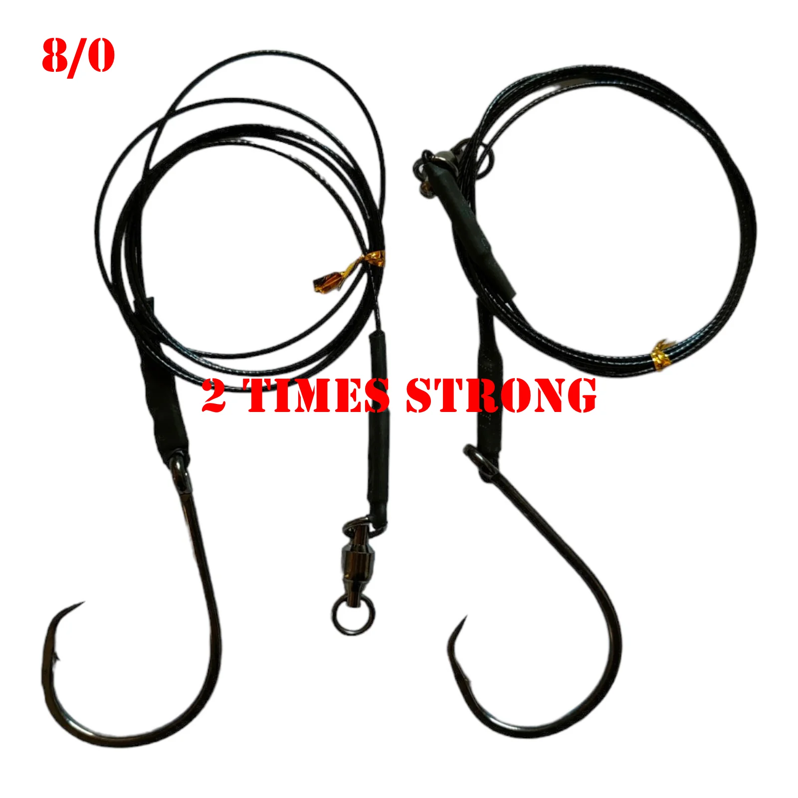 2pcs Double Strong Inline Octopus Circle 8/0  Shark Rig