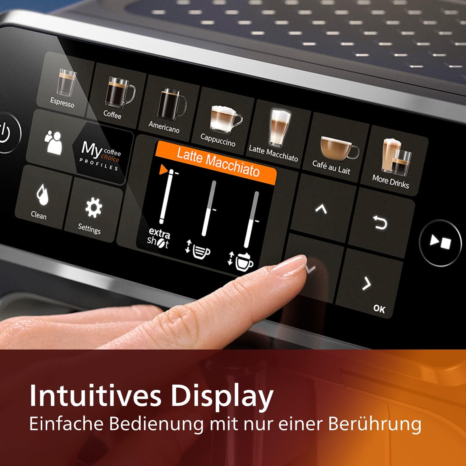 Philips Serie 5400 Kaffeevollautomat – LatteGo Milchsystem, 12 Kaffeespezialitten, Intuitives Display, 4 Benutzerprofile, Chrom (EP5447/90)