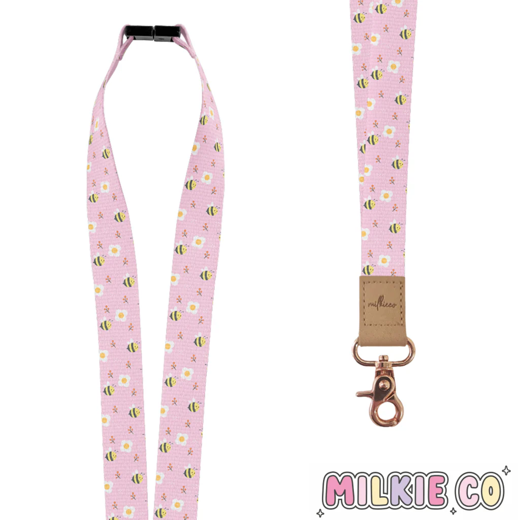 Pink Bee Fabric Lanyard