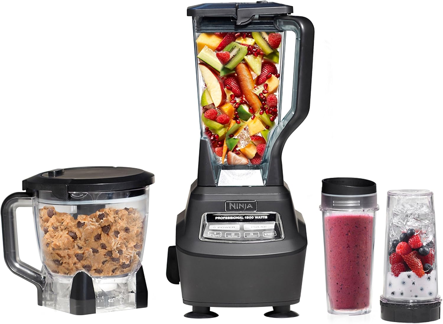 Ninja BL770 Mega Kitchen System, 1500W Blender & Processor, 72oz Pitcher, 64oz Bowl, 16oz To-Go Cups, Black