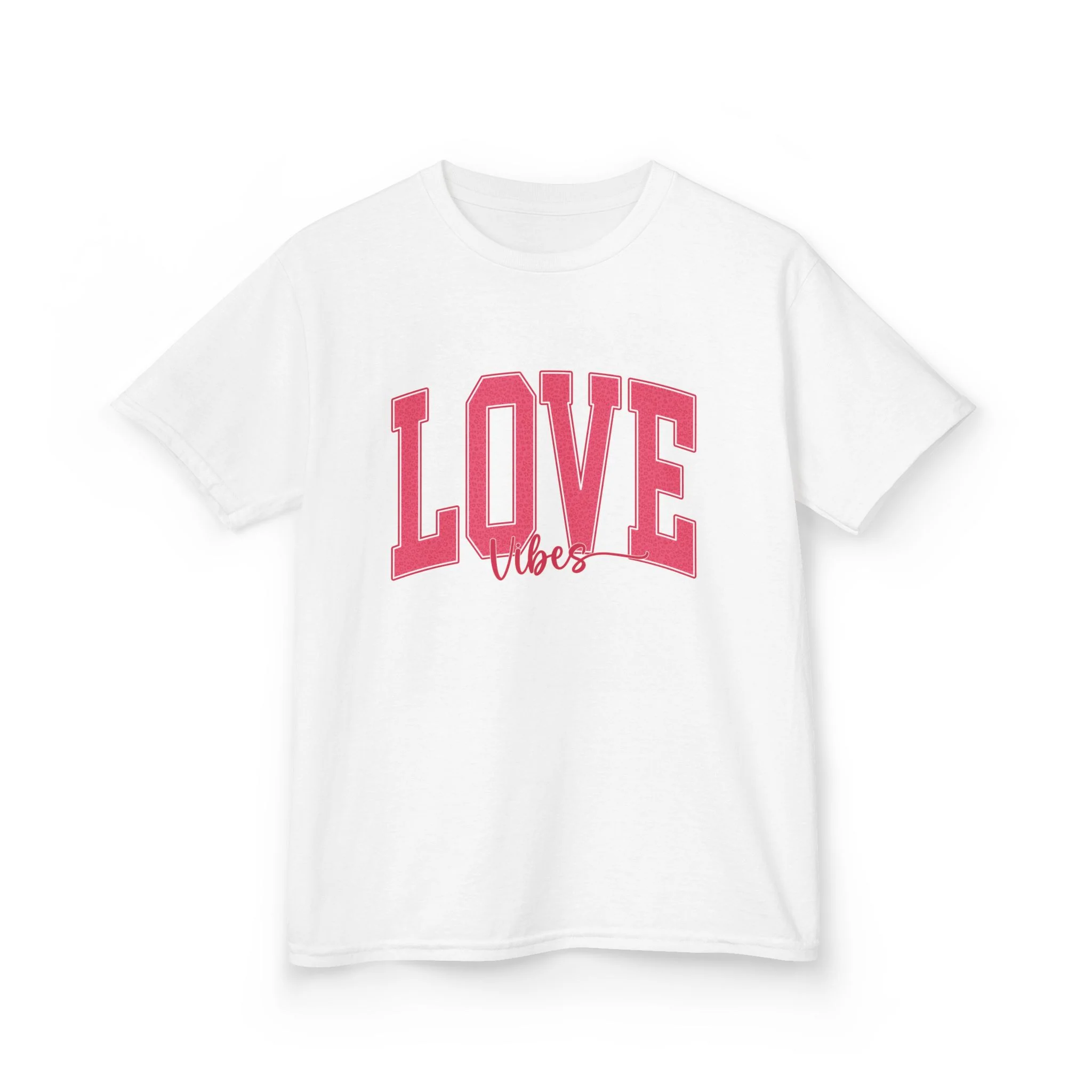 Love Vibes Kids Tee | Pink Arch Lettering