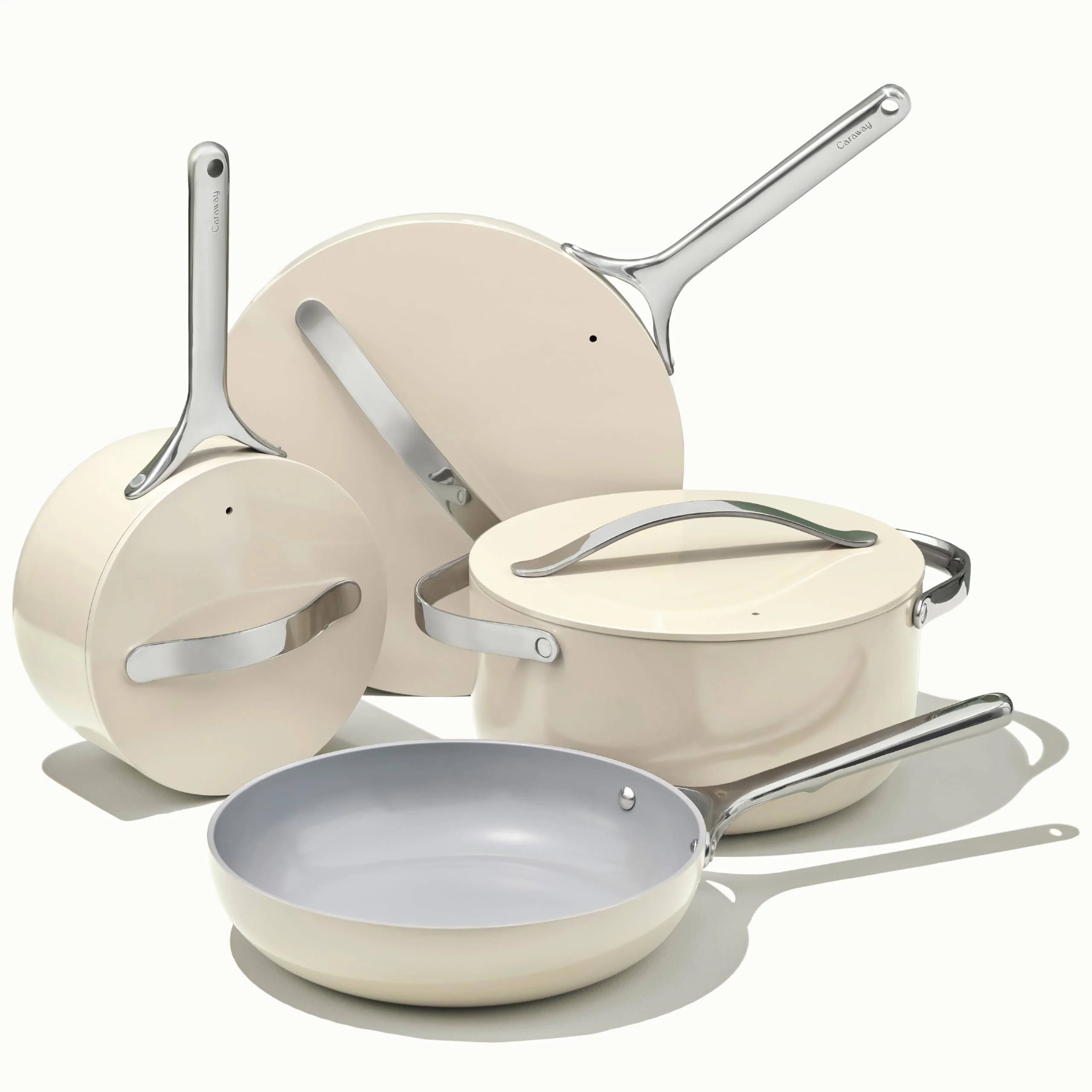 Caraway Home Non-Stick Ceramic Cookware Set, 7-Piece - Cream