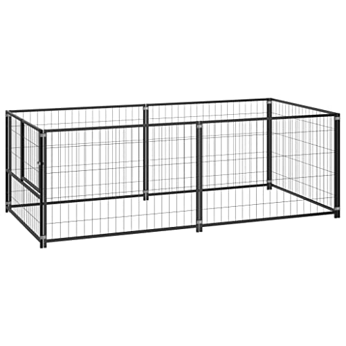 Canile esterno gabbia recinto parco animali cane nero 200 x 100 x 70 cm acciaio 02_000508 : Amazon.it: Prodotti per animali domestici
