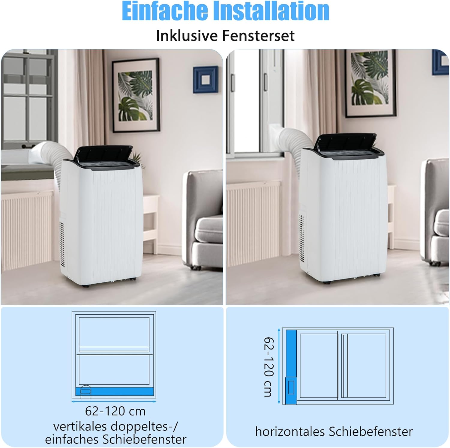 GOPLUS 14000BTU Klimaanlage mit Abluftschlauch, mobiles Klimagerät | 5 in 1: Kühlen, Heizen, Entfeuchten, Belüften, Auto | Schlafmodus | App Steuerung | 1-24H Timer | für Räume bis zu 65㎡