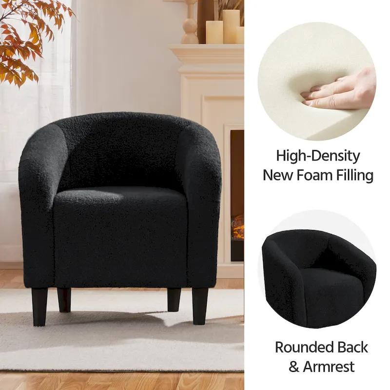 Yaheetech Club Chair Accent Barrel Chair Upholstered Arm Chair
