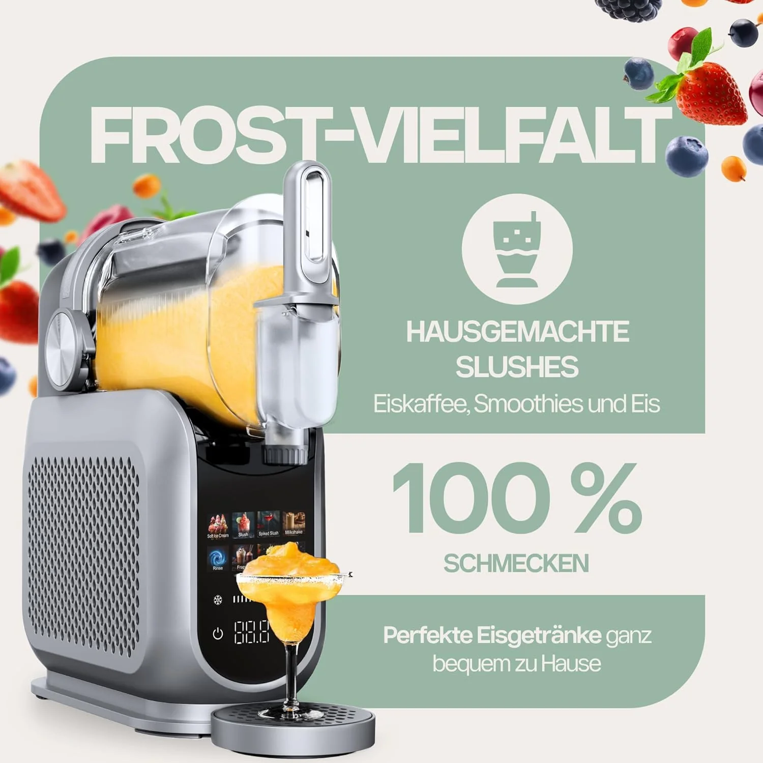 4Swiss Önfelhűtős fagylaltgép, jégkrémkészítő gép, fagylaltgép kompresszorral jégkrémhez, turmixhoz, granita készítéséhez otthoni használatra - SM026