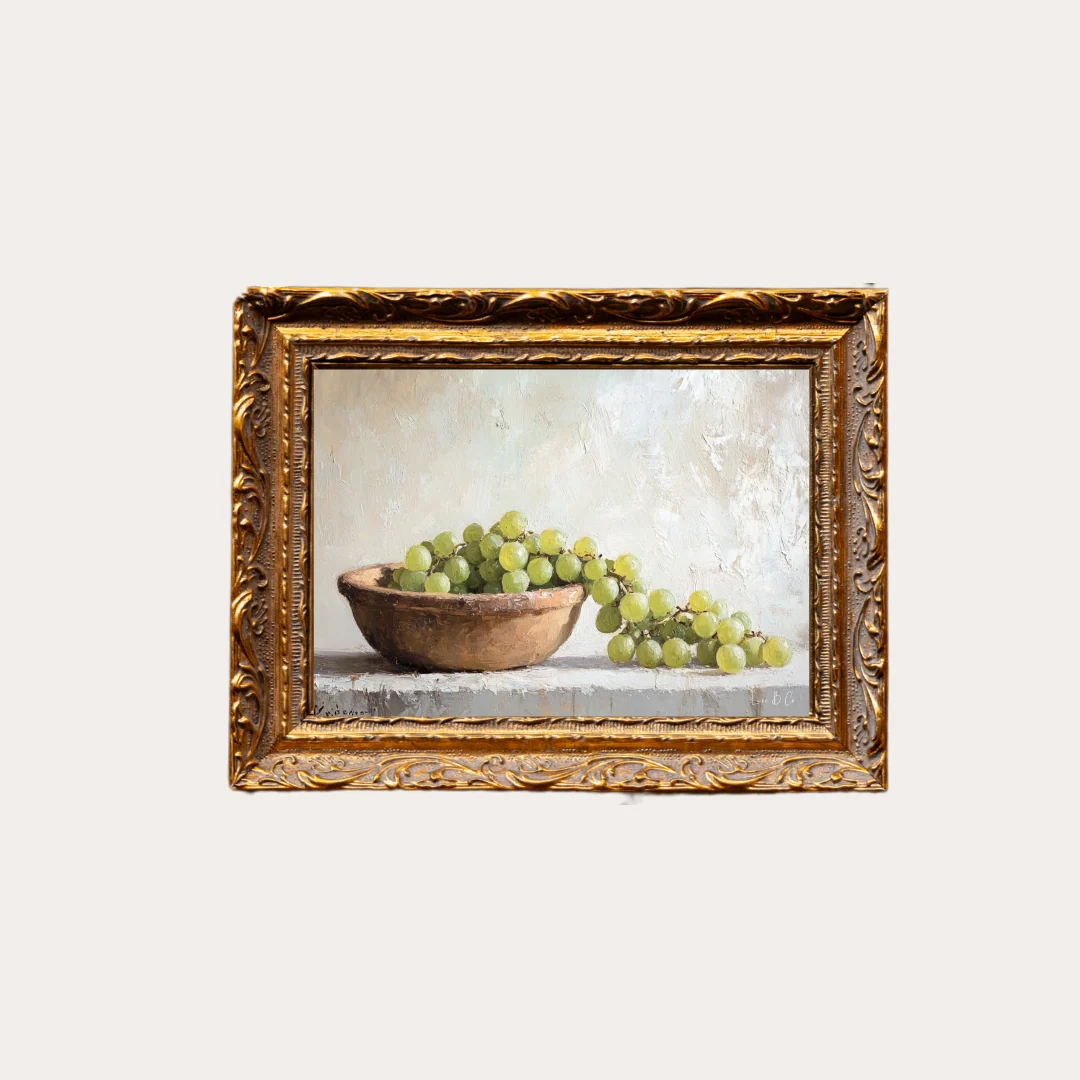 Vintage Grapes | French Brass Inspired Gold Mould Framed Art
