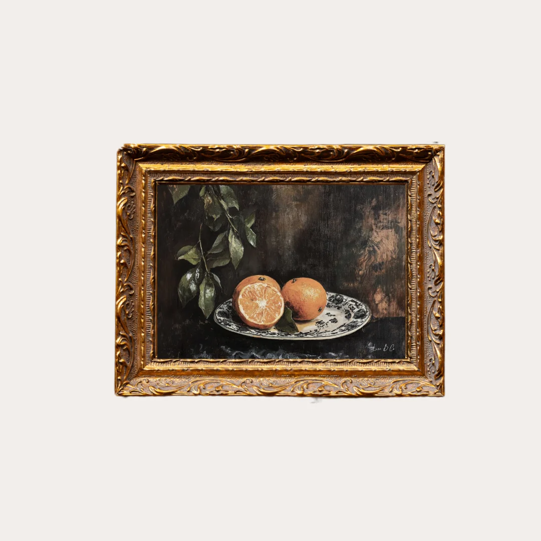 Vintage Mandarin | French Brass Inspired Gold Mould Framed Art